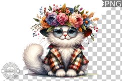 Floral Crown Cat Sublimation Clipart Bundle Product Image 7
