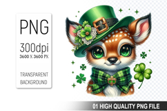 St. Patrick’s Day Deer with Hat Clipart, Shamrocks PNG Product Image 1