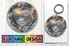 3D Heart Frame Winter Landscape Round Design PNG Product Image 1