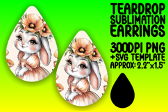 Creative Teardrop Earrings Sublimation Template , Cute Bunny Product Image 1