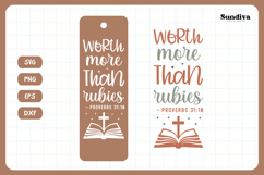 Christian Bookmark Saying SVG | Worth More Than Rubies Product Image 3
