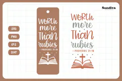 Christian Bookmark Saying SVG | Worth More Than Rubies Product Image 3