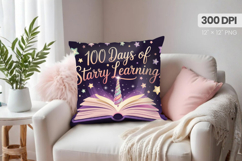100 days of school Pillow Design, Teacher PNG Sublimation Product Image 1