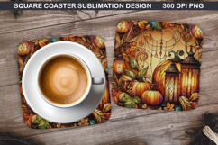 Pumpkin Coaster Sublimation, Halloween Coaster PNG Design Product Image 1