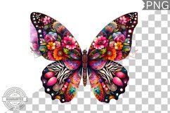 Vibrant Floral Butterfly Sublimation - Clipart PNG Design Product Image 1