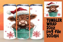 Christmas Cow Tumbler Wrap - Watercolor Holiday 20oz Design Product Image 1