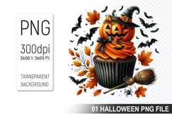 Spooky Cute Halloween Cupcakes Clipart PNG Bundle Product Image 12