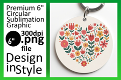 Creative Round Design for Keychains , Flowers Heart Product Image 1