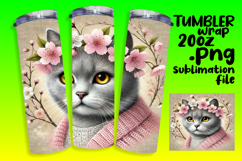 RICH 20oz Tumbler PNG Design , Cute Cat Product Image 1