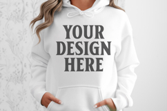 Sand Gildan 18500 Hoodie Sweatshirt Mockup, Unisex Hoodie Product Image 1