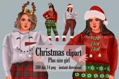Christmas girl clipart, Plus size girl clipart, Xmas Product Image 10