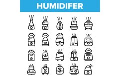 Collection Different Humidifier Icons Set Vector Product Image 1