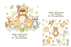 Fall Woodland animals , clipart and seamless pattern Product Image 2