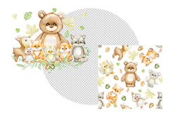 Fall Woodland animals , clipart and seamless pattern Product Image 4