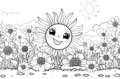 Flowers Coloring Page Background Wallpaper Product Image 1