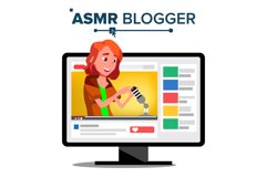ASMR Blogger Channel Vector. Teen. Whisper. Online Live Product Image 1