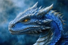 Digital art depiction of a blue-scaled dragon with piercing Product Image 1