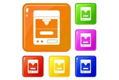 3D printer icons set vector color Product Image 1