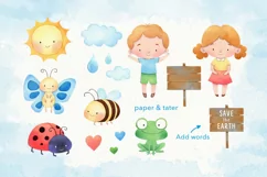 Watercolor Earth Day Clipart, Environment PNG Graphics Product Image 2