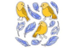 Bird and feather sticker cartoon set Product Image 1