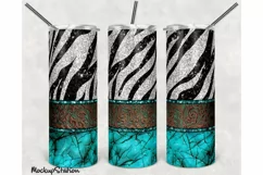 Western Zebra 20oz Skinny Tumbler Design Sublimation PNG Product Image 1