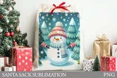 Snowman Santa Sack Design. Cute Snowman Sublimation Product Image 2