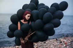200 BLACK BALLOONS TRANSPARENT PNG FILES, PHOTOSHOP OVERLAYS Product Image 3