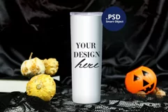 Halloween 20oz Skinny tumbler mockup, Fall Tumbler mockup Product Image 1