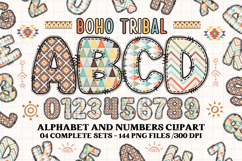 Boho tribal Alphabet png clipart, boho letters doodle Product Image 1