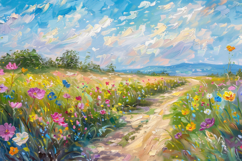 Nature Flowers Painting Background Wallpaper Product Image 1