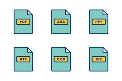 Set Of File Formats Icons Product Image 1