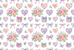 Watercolor Mother's Day icons seamless pattern Product Image 1