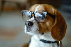 Beagle wearing glasses. Generate Ai Product Image 1