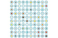100 document format icons set, flat style Product Image 1