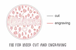 Welcome sign svg Door signs Round sign svg file Laser cut Product Image 2