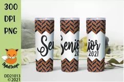 Orange & Black School Spirit Senior 2021 Skinny Tumbler Sub Product Image 1
