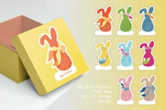 Easter Bunnies Stickers Clipart PNG files Set of 16 Product Image 4