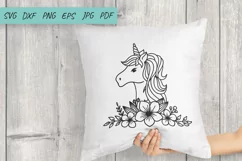 Unicorn Flowers SVG, Unicorn SVG, Floral Unicorn SVG Product Image 3