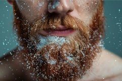 Frosty beard closeup of a bearded man with snowflakes Product Image 1
