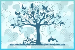 Boy Swinging in Tree Swing SVG | Child Play Bike Cut File Product Image 3