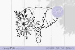 Flower Elephant No.3 SVG Cut File for Cricut and Silhouette Product Image 1