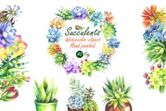 Watercolor Succulents Clip Art Set Product Image 1