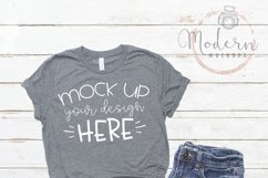 Mock up Bella Canvas 3001 Deep Heather Unisex Mockup Product Image 1