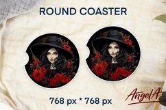 Halloween coaster sublimation / gothic witch png / black png Product Image 1