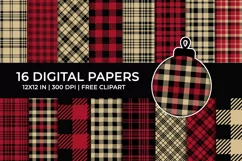 Red Lumberjack Digital Paper Tartan & Buffalo Plaid Product Image 1