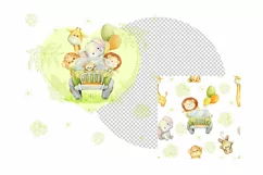 safari animal SUV tropical watercolor seamless pattern c Product Image 4