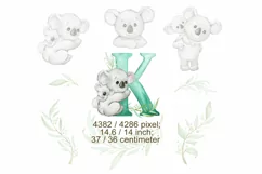 Koala watercolor clipart, cute koala png, nursery decor Product Image 3