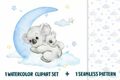 watercolor koala clip art Baby little animals Australia PNG Product Image 1