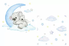 watercolor koala clip art Baby little animals Australia PNG Product Image 2