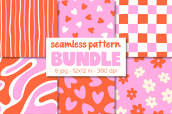 Cute Digital Papers, Pink Orange Patterns Summer Product Image 1